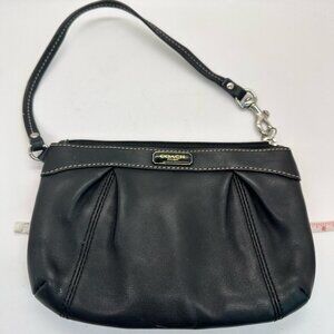 Coach Leather Pouch Wristlet Clutch Mini Purse Black